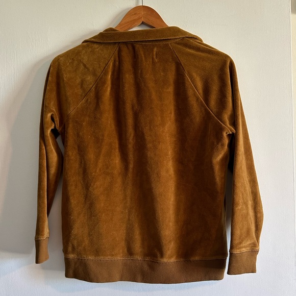 Madewell MWL Brown Orange Velour Half-Zip Sweatshirt Size XXS EUC - Picture 5 of 10
